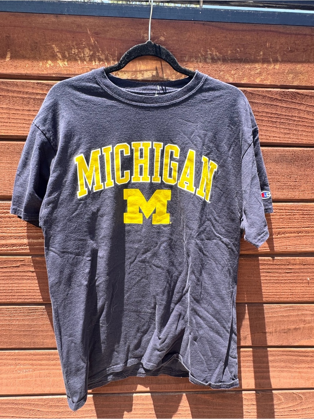 Champion Navy Short-Sleeve Michigan Tee with Yellow Block M - Picture 1 of 3